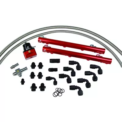 Aeromotive Fuel Rail Kit 14125; Red Anodized For 96-98 Mustang GT 4.6L MOD • $1102.58