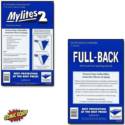 50 Mylites2 STANDARD Mylars Sleeves & Full Back 35pt Boards 725M2/700FB E.Gerber • $37.79