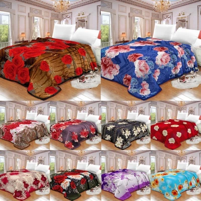 £14.99 • Buy Fleece Blanket Large Sofa Throw Soft Warm Faux Fur Floral Mink Double King Size