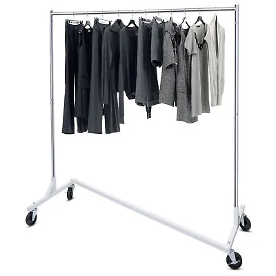 $46.58 • Buy Commercial Garment Rack Rolling Z-Base Clothes Rack Storage Garment Shelf Silver