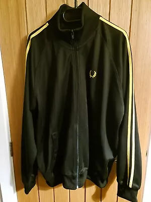 £50 • Buy Fred Perry Black/ Yellow Track Jacket (Size XL) Mod Scooter Casuals Terraces