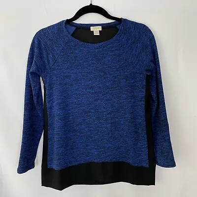 J.Crew Women’s Long Sleeves Top Size XXS Blue Black Sheer Back • $19.88