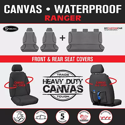 Ford Ranger PX Dual Cab 2011-2015 TRADIES Grey Canvas Front & Rear Seat Covers • $309