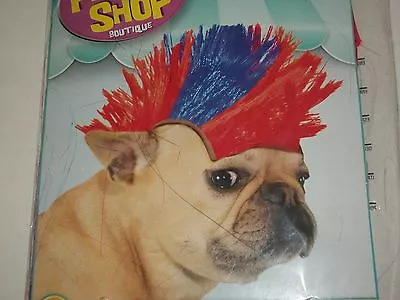 Rubies Pet Shop Mohawk Wig Hair Red Blue Halloween Costume Medium Large Med Lg • $11.99