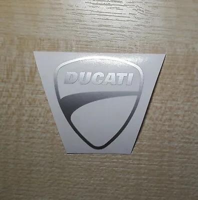 DUCATI Motorbike Helmet Vinyl Sticker SMALL SIZE 3.8 X 4.0 Cm ( 2x Silver ) • £3