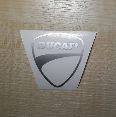 DUCATI Motorbike Helmet Vinyl Sticker SMALL SIZE 3.8 X 4.0 Cm ( 2x Silver ) • £3