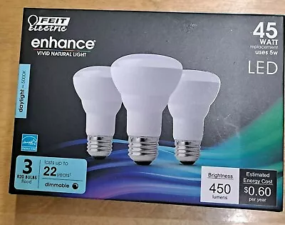 3 Pack Feit Enhance 45 Watts Uses 5 Watts R20 LED Bulbs Dimmable Daylight  • $15.95