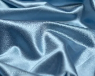 £13.54 • Buy Sky Blue 4 Way Stretch Silky Satin Fabric By Yard Thick Satin