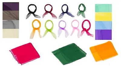 Chiffon Scarf Small Square Plain Lightweight Sheer Neck Wrap For Women Hair Tie • £4.75