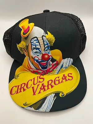 Vintage 90s CIRCUS VARGAS Clown Mesh Snapback Trucker HAT Nylon AJD Made In USA • $34.99