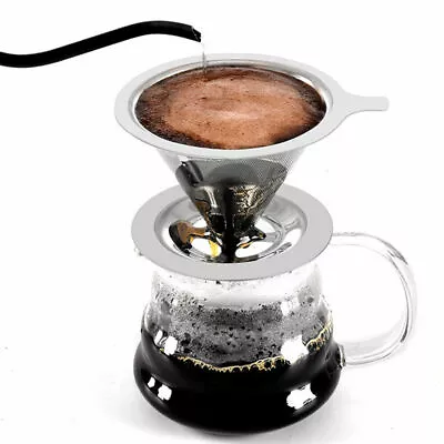 $11.39 • Buy Stainless Steel Pour Over Mesh Reusable Coffee Tea Dripper Cup Filter Holder