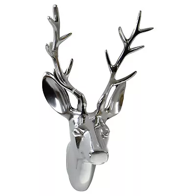 Aluminium Metal Stag Deer Head Animal Wall Hanging Mounted Display Living Room • £19.95