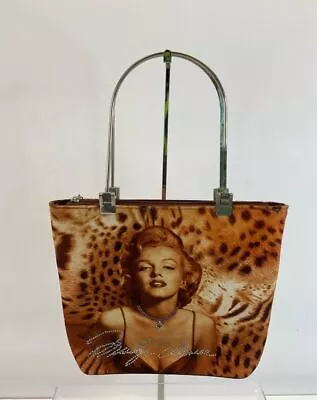 Marilyn Monroe Brown Multi Printed Fabric Embellished Shoulder Tote • $14.99