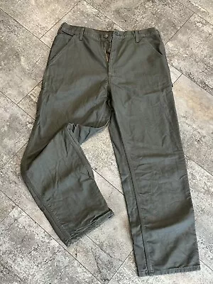 Cahartt Loose Fit Washed Duck Flannel Lined Utility Work Pants 36 X 30 Green Mos • $22
