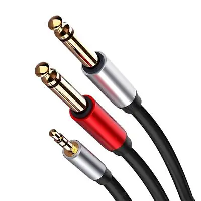 Stereo 1/8  Mini Jack To Dual 1/4  Cable Smartphones 3.5mm To Mixer 6.35mm Cord • £8.74