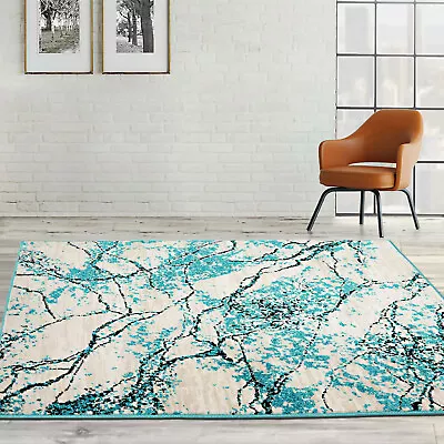 LoomBloom Lightning Aqua Beige Black Modern Oriental Area Rug Multi Sizes • $269.99