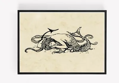  Vintage Mermaid Print Picture Wall Art Unframed Home Decor A4 1 • $4.95