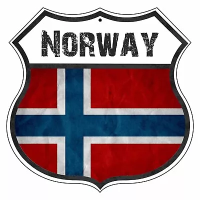 Norway Country Flag Novelty Highway Shield Man Cave Aluminum Metal Sign • $14.99
