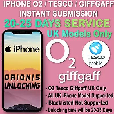 IPhone O2 TESCO UK UNLOCK CODE 15 14 13 12 11 XS XR X SE 8 7 6  NETWORK UNLOCK • £0.99