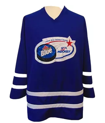 Labatt Blue Beer Hockey Jersey U S A  Adult Mens XL Sewn Quadra Made In Canada • $54.82