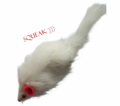 Rabbit Fur Mouse Cat Toy With Squeak Sound - White • $7.99