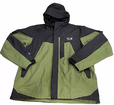 Mountain Hardwear Dry Q Elite Mens LG Green/Black Hooded Zipup Jacket Ski Hiking • $69.99