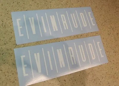 Evinrude Vintage Motor Decals WHITE 2-Pak FREE SHIP + FREE Fish Decal! • $12