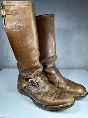 Vintage Rare Chippewa 17  Tall Engineer Boots Men's 10.5 Brown Riding Motorcycle • $175