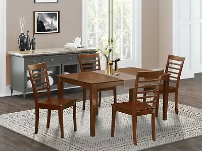 5-pc Dinette Kitchen Dining Table With 4 Plain Wood Seat Chairs In Mahogany • $790