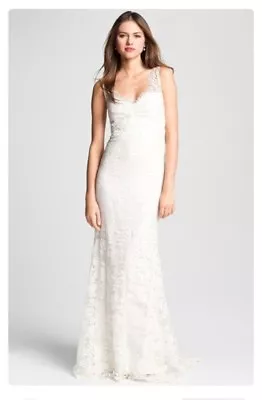 Nicole Miller Brooke Lace Bridal Wedding Dress Size 10 • $275