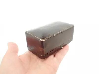 Vintage Brown Leather Jewelry Trinket Hinged Box With Push Spring Button • $18