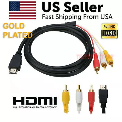 $5.98 • Buy HDMI Male To 3 RCA Video Audio AV Component Converter Adapter Cable HDTV 1080