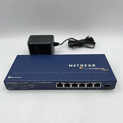 Netgear 6-Port 10/100 Dual Speed Ethernet Hub W/ Uplink Button - Model DS106 • $24.99