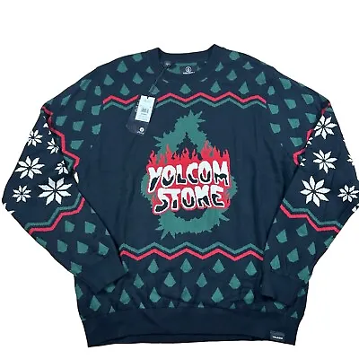 Volcom Stone Ugly Christmas Sweater Dazed Crewneck Sweater Flame Men’s Large • $29.88