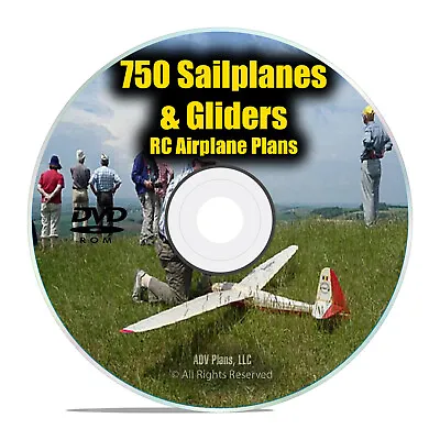 750 Sailplanes Gliders Remote Control RC Radio Model Aircraft Plans PDF DVD I22 • $11.95