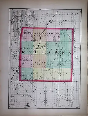1873 Plat Map RAPID RIVER KALKASKA Co. MICHIGAN / CRAWFORD Co. On Reverse • $45.95