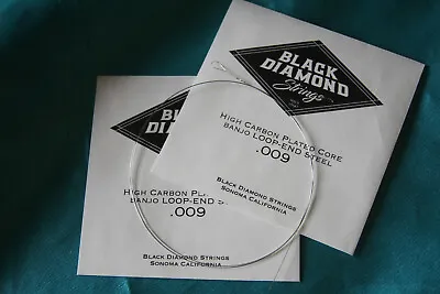 Pair Of Black Diamond Plain Steel .009 Gauge Loop End Banjo/Mandolin Strings • $1.29