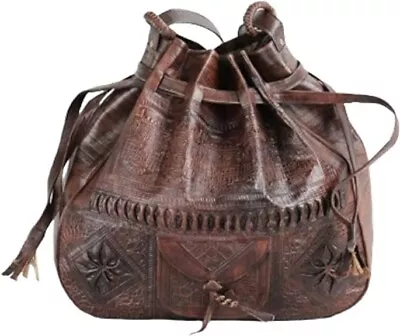 Handbag Genuine Leather Engraved Shoulder Bag Moroccan Handmade Women Casual • $80.90