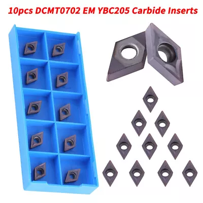 CNC Lathe Inserts Set Of 10 DCMT0702 EM YBC205 Carbide Tips Inserts With • £8.46