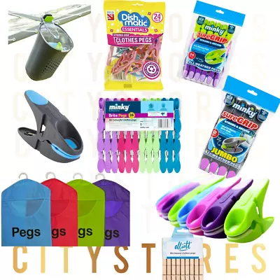 Minky Dishmatic Pegs Clips Washing Line Laundry Strong Clothes Grip Airer A1 • £6.99