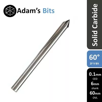 60 Deg 0.1mm Tip 6mm Shank 2 Flute V-bit Engraving End Mill CNC Router • $12.45