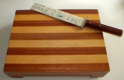 Meat Cutting Board – Vintage Footed Wooden Chopping Board With All Purpose Knife • $15