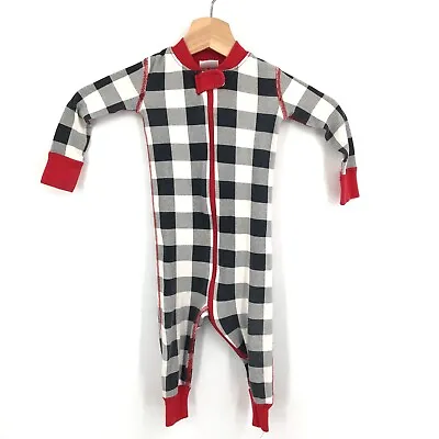 Hanna Andersson Zip Sleeper Pajamas One Piece Romper Buffalo Check Red 18-24 80 • $22.50