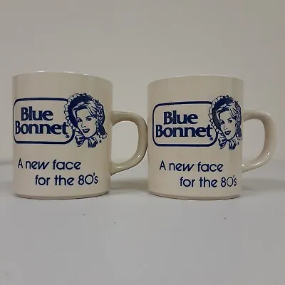 Vintage Blue Bonnet Margarine Coffee Cups Advertising Memorabilia Set Of 2 • $13.95