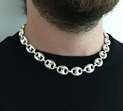 925 Silver Sterling Mens Hollow Puffed Mariner Link Chain Necklaces 54GR 20Inch • $157.25