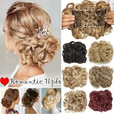 £12.20 • Buy LARGE Rose Messy Bun Scrunchie Hair Extensions As Human Real Thick Chignon Updo