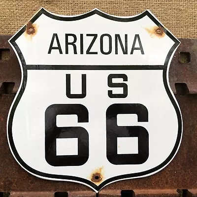 Vintage Route 66 Porcelain Metal Gasoline Auto Highway Arizona Az Shield Sign • $9.99