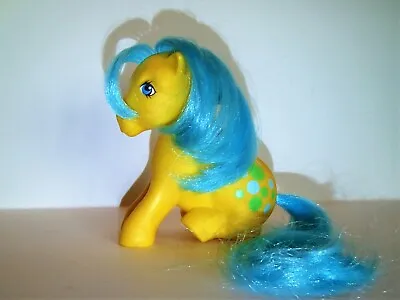 Vtg My Little Pony BUBBLES G1 1983 Hasbro Yellow W Blue Hair Blue Green Bubbles • $25