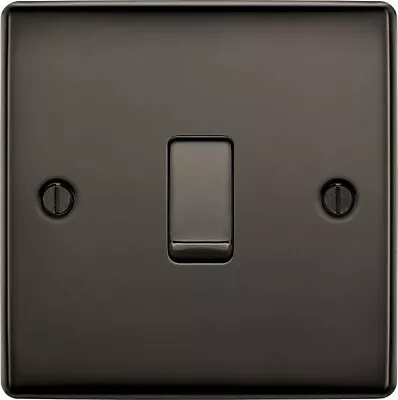 £5.29 • Buy BG Nexus Metal NBN12 -POLISHED BLACK  NICKEL Single Light Switch 1 Gang 2 Way