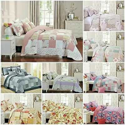 £24.98 • Buy Bedspread Quilted Patchwork Vintage Throw Single Double King Super King Size